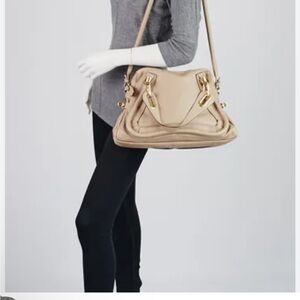 CHLOE PARATY 8HS891 043 SHOULDER HANDBAG BISCOTTI BEIGE LEATHER GOLD HARDWARE